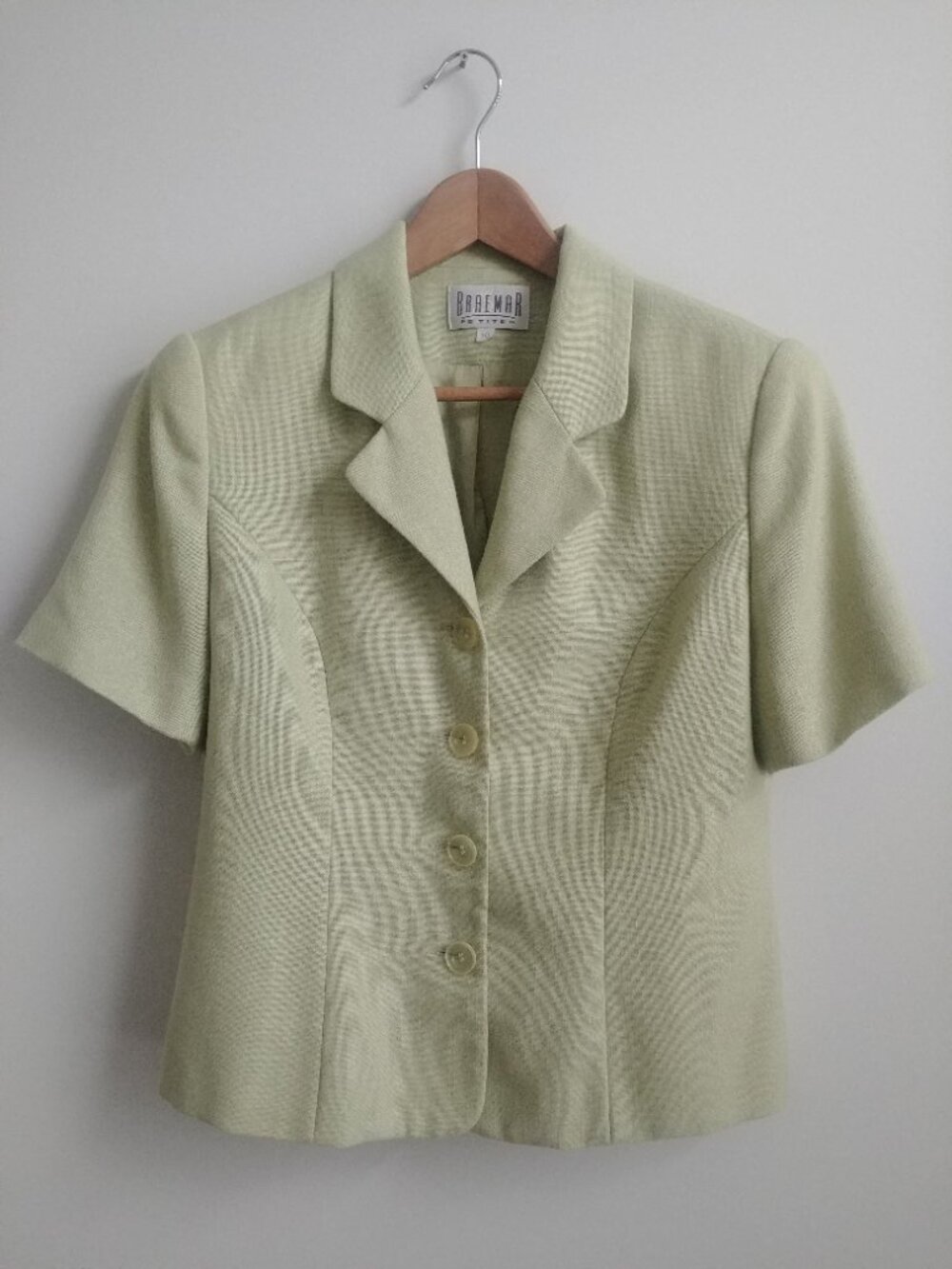 Vintage made in Canada 10 Braemar Petites pale reen short sleeve blazer jacket